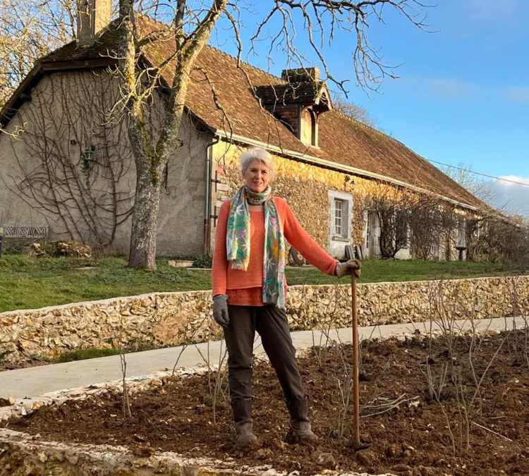 Alison gardening in the grounds during Château de la Boutinière Events, part of a Garden Days activity in the historic estate.