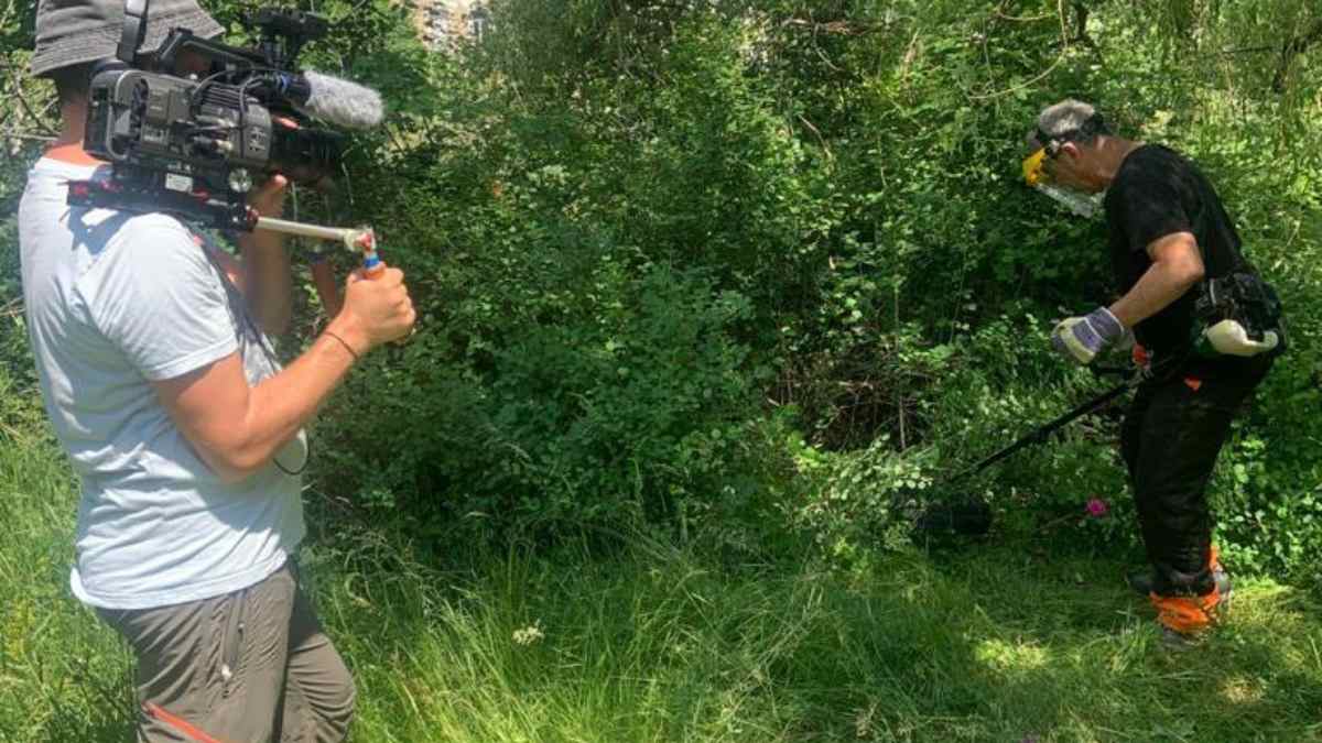 Zion from Château de la Boutinière clearing vegetation on the estate grounds, filmed during ongoing restoration work in the countryside.