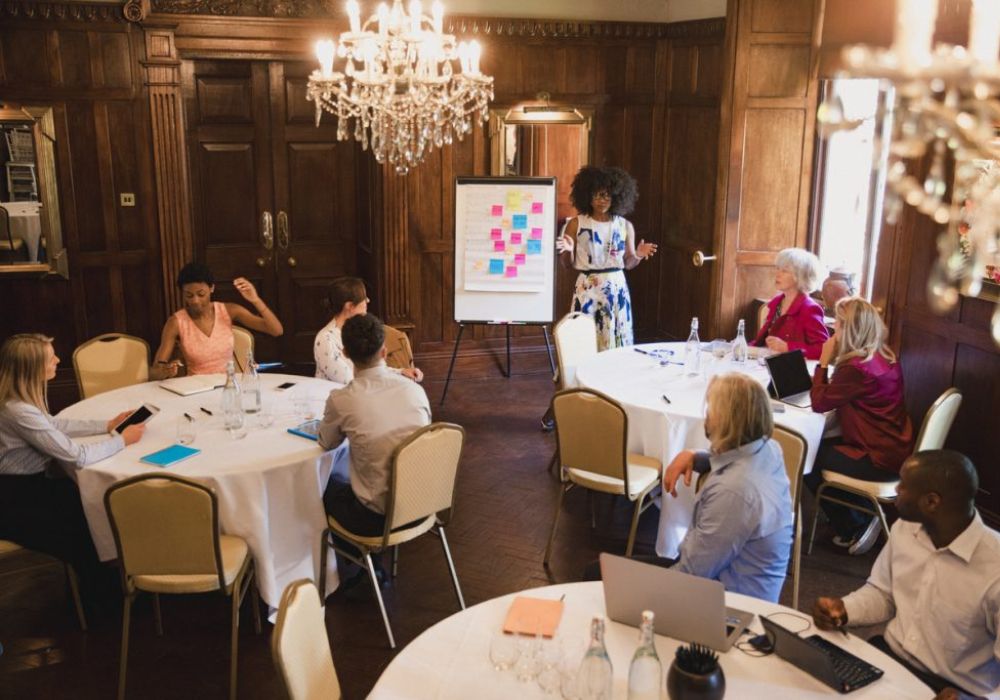 A private corporate events hosted at Château de la Boutinière's hall