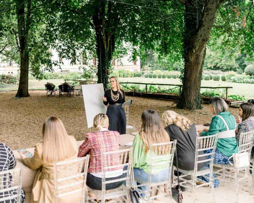 A private corporate event hosted at Château de la Boutinière's garden